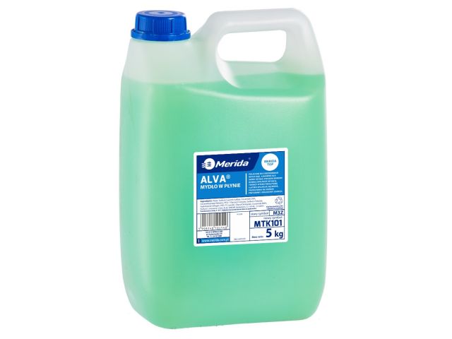 Mydło w płynie MERIDA ALVA zielone, kanister 5 kg, zapach cytrusowy